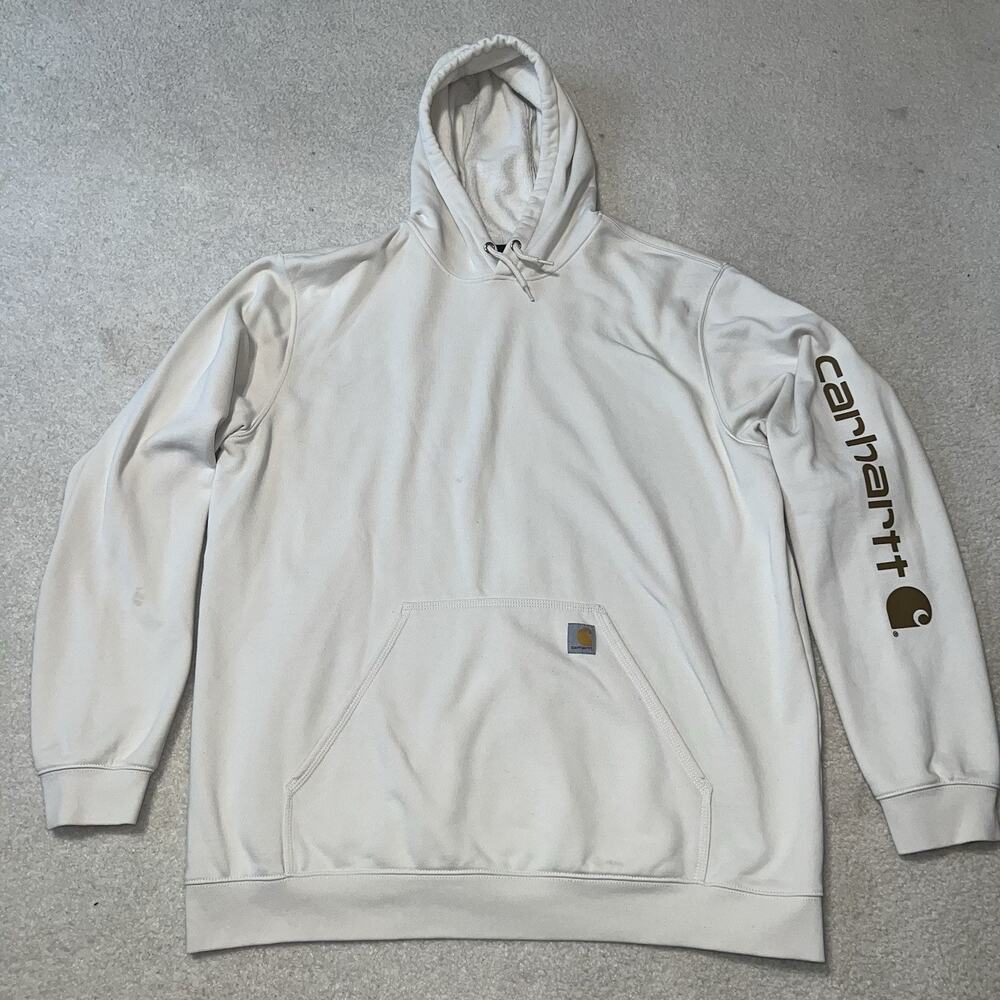 Carhartt K288 Midweight Logo Sleeve Hoodie Malt 2XL Tall Workwear Pullover